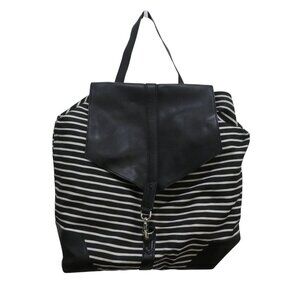 Stella & Dot Black White Striped Lightweight Backpack